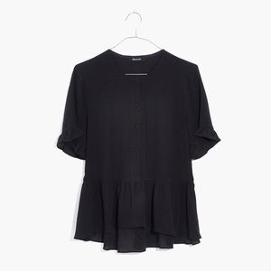 Madewell Black Silk Stanza Shirt XS
